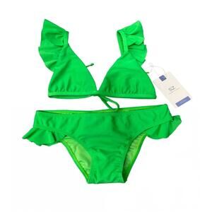 NEW SABZ SWIMWEAR girls selva bikini set in green